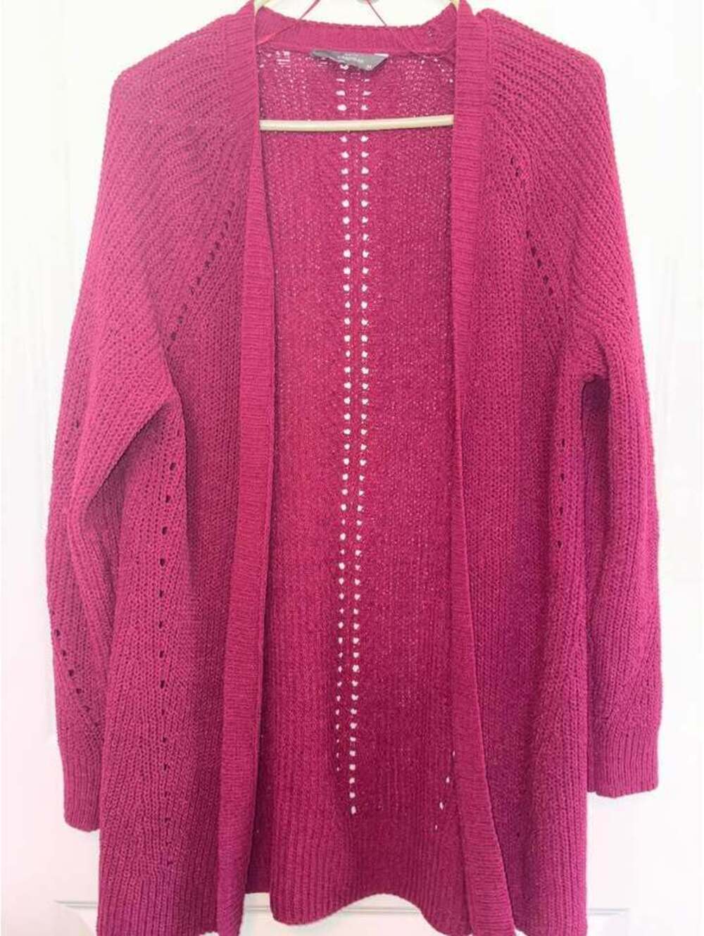 Burgundy Chenille Open Front Cardigan Size M